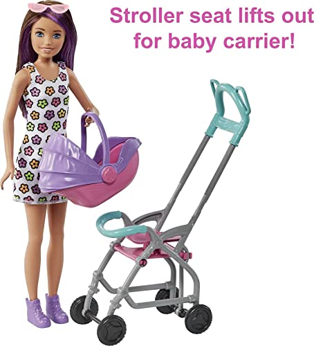 Barbie Skipper Babysitters Inc. Playset with Skipper Babysitter Doll (Brunette), Stroller, Baby Doll & 5 Accessories, Toy for 3 Year Olds & Up by Mattel