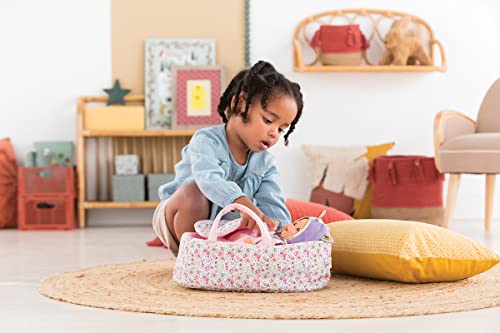 Corolle Baby Doll Carry Bed - Floral Print Design with Reversible Blanket, fits 12" Baby Dolls from Corolle