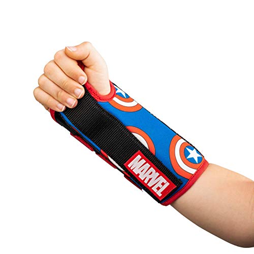 DonJoy Advantage Comfort Wrist Brace for Youth/Kids Featuring Marvels Captain America, Spider-Man to aid sprains strains support tendonitis carpal tunnel - Captain America X-Small - Right by DJO Global