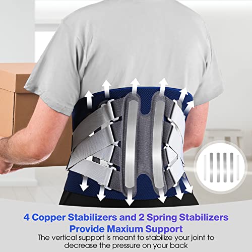NEENCA Professional Back Support Brace, Adjustable Lumbar Support for Pain Relief of Back/Lumbar/Waist, Waist Wrap with Spring Stabilizers for Injury, Herniated Disc, Sciatica, Scoliosis and more by 