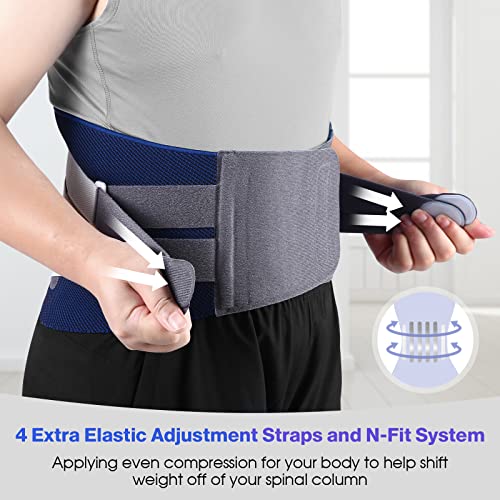 NEENCA Professional Back Support Brace, Adjustable Lumbar Support for Pain Relief of Back/Lumbar/Waist, Waist Wrap with Spring Stabilizers for Injury, Herniated Disc, Sciatica, Scoliosis and more by 