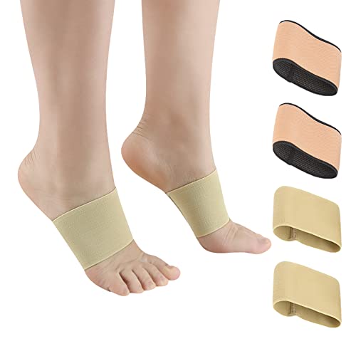 Copper Arch Support Sleeves (4PCS), Plantar Fasciitis Braces for Foot Care, Foot Compression Sleeve for Heel Spurs, Flat & Fallen Arches and High Arch Pain Relief, Arch Support Bands for Women & Men by ANHOGEU