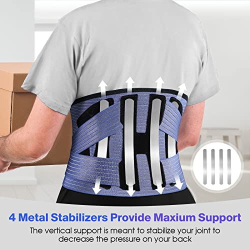 NEENCA Professional Back Support Brace, Adjustable Lumbar Support for Pain Relief of Back/Lumbar/Waist, Waist Wrap with Spring Stabilizers for Injury, Herniated Disc, Sciatica, Scoliosis and more by 
