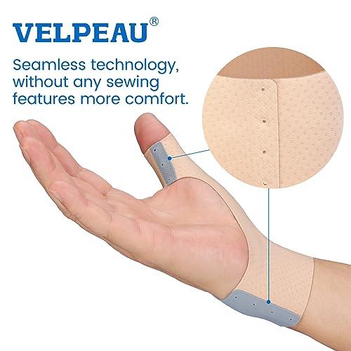 VELPEAU Elastic Thumb Support Brace Liner (Pack of 2) - Waterproof Soft Thumb Compression Sleeve Protector for Relieving Pain, Arthritis, Joint Pain, Tendonitis, Sprains, Sports (Medium) by Shenzhen Weprotex Technology Product Co.,Ltd