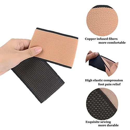 Copper Arch Support Sleeves (4PCS), Plantar Fasciitis Braces for Foot Care, Foot Compression Sleeve for Heel Spurs, Flat & Fallen Arches and High Arch Pain Relief, Arch Support Bands for Women & Men by ANHOGEU