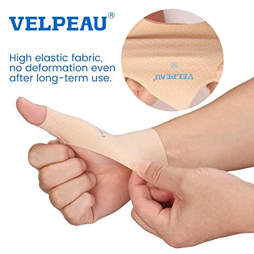 VELPEAU Elastic Thumb Support Brace Liner (Pack of 2) - Waterproof Soft Thumb Compression Sleeve Protector for Relieving Pain, Arthritis, Joint Pain, Tendonitis, Sprains, Sports (Medium) by Shenzhen Weprotex Technology Product Co.,Ltd