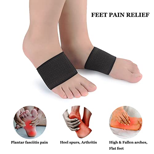 Copper Arch Support Sleeves (4PCS), Plantar Fasciitis Braces for Foot Care, Foot Compression Sleeve for Heel Spurs, Flat & Fallen Arches and High Arch Pain Relief, Arch Support Bands for Women & Men by ANHOGEU