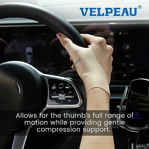 VELPEAU Elastic Thumb Support Brace Liner (Pack of 2) - Waterproof Soft Thumb Compression Sleeve Protector for Relieving Pain, Arthritis, Joint Pain, Tendonitis, Sprains, Sports (Medium) by Shenzhen Weprotex Technology Product Co.,Ltd
