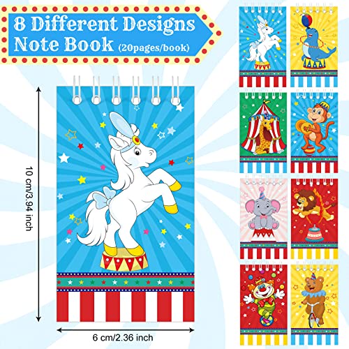 Containlol 24 Pcs Mini Circus Carnival Notebooks Carnival Birthday Party Supplies Goodie Bag Stuffers Journal Notepad Teacher Classroom Supplies for Circus Birthday Baby Shower Showman Themed Party from Containlol