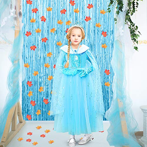 CHRORINE Girl Frozen 2 Birthday Party Decorations Supplies, Blue Purple Birthday Decorations, Snowflake Decorations, 109 pcs Balloons, 2 pcs Blue Foil Curtains, Maple Leaves, Snowflakes from CHRORINE