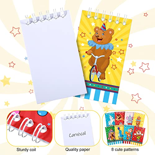 Containlol 24 Pcs Mini Circus Carnival Notebooks Carnival Birthday Party Supplies Goodie Bag Stuffers Journal Notepad Teacher Classroom Supplies for Circus Birthday Baby Shower Showman Themed Party from Containlol