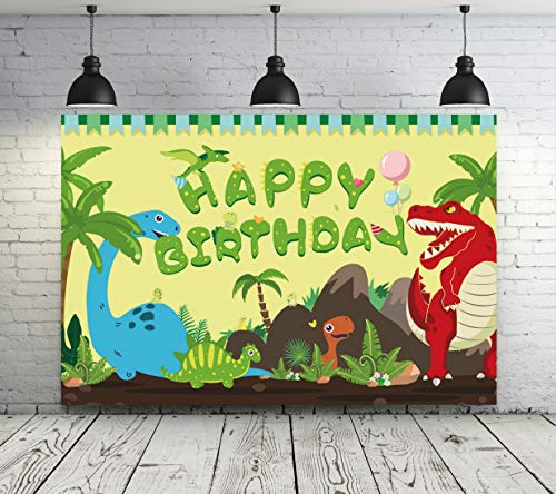 Dinosaur Birthday Decoration Party Supplies Set for Kidâs Party with Balloons Garland, Birthday Party Backdrop, Dinosaur Foil Balloons, Party Curtains, Paper Fan and Pump by FIGEPO