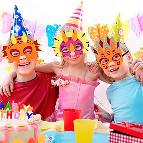 12 Felt Kids Dinosaur Party Masks Masquerade Halloween Face Mask Dinosaur Birthday Party Supplies Decorations for Toddler Boys Girls by Befun
