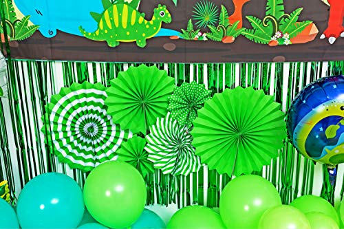 Dinosaur Birthday Decoration Party Supplies Set for Kidâs Party with Balloons Garland, Birthday Party Backdrop, Dinosaur Foil Balloons, Party Curtains, Paper Fan and Pump by FIGEPO