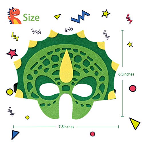 12 Felt Kids Dinosaur Party Masks Masquerade Halloween Face Mask Dinosaur Birthday Party Supplies Decorations for Toddler Boys Girls by Befun