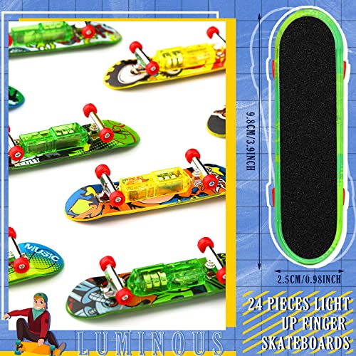 18 Pcs Mini Finger Skateboards Light up LED Finger Toys Novelty Glowing Skateboard Toys Fingerboard Decorations LED Fingertips Movement Finger Toy Skateboard Party Favors for Teens(Stylish Style) by Sosation