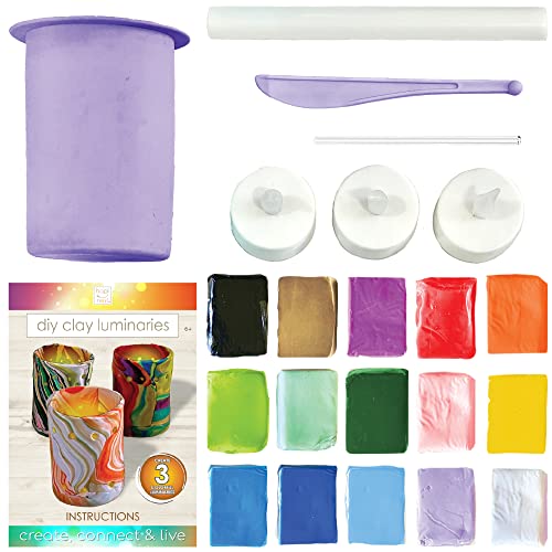 Hapinest Make Your Own Clay Luminaries Arts and Crafts Kit for Kids Girls and Boys Teens Ages 6 7 8 9 10 11 12 Years Old and Up by Island Genius