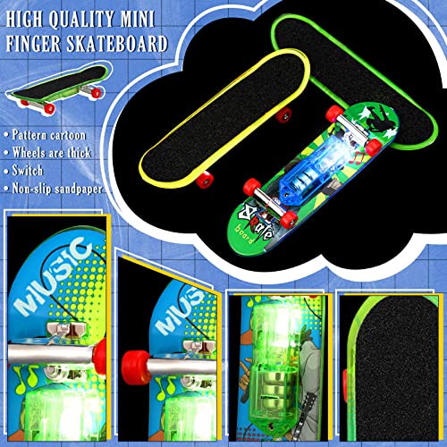 18 Pcs Mini Finger Skateboards Light up LED Finger Toys Novelty Glowing Skateboard Toys Fingerboard Decorations LED Fingertips Movement Finger Toy Skateboard Party Favors for Teens(Stylish Style) by Sosation