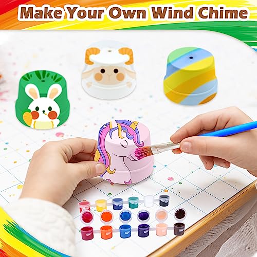 2-Pack Make A Wind Chime Kits - Arts & Crafts Construct & Paint Wind Powered Musical Chime DIY Gift for Kids, Boys & Girls from Gooidea