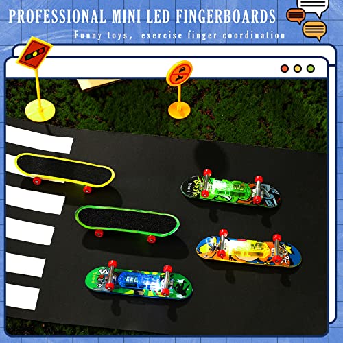 18 Pcs Mini Finger Skateboards Light up LED Finger Toys Novelty Glowing Skateboard Toys Fingerboard Decorations LED Fingertips Movement Finger Toy Skateboard Party Favors for Teens(Stylish Style) by Sosation