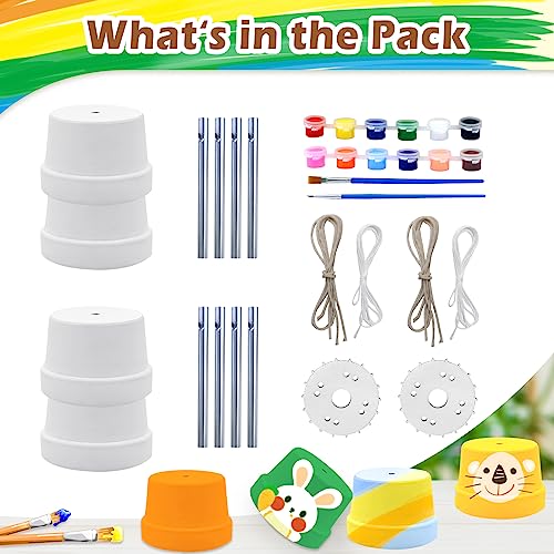 2-Pack Make A Wind Chime Kits - Arts & Crafts Construct & Paint Wind Powered Musical Chime DIY Gift for Kids, Boys & Girls from Gooidea