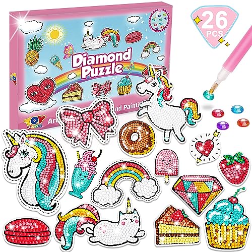 TOY Life 5D Diamond Painting Kits for Kids, 26pcs Diamond Painting Stickers, Gem Sticker, Gem Art Kits for Kids, Diamond Dots Kids Arts and Kids Crafts for Girls 8-12, Unicorn Diamond Painting for Kid from TOY Life