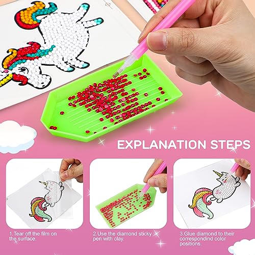 TOY Life 5D Diamond Painting Kits for Kids, 26pcs Diamond Painting Stickers, Gem Sticker, Gem Art Kits for Kids, Diamond Dots Kids Arts and Kids Crafts for Girls 8-12, Unicorn Diamond Painting for Kid from TOY Life