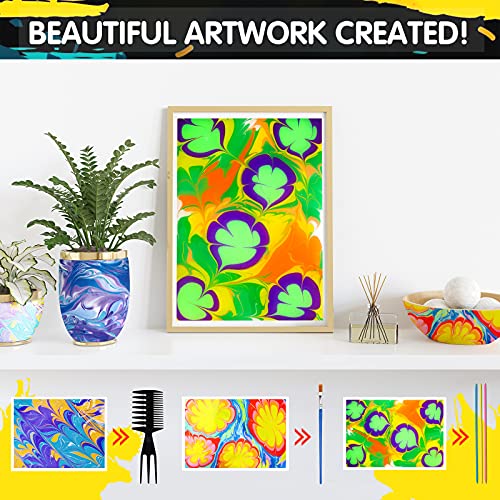 Upgrade 12-Color Marbling Paint Arts & Crafts Gifts for Kids, Art Kits Create Your Own Unique Painting STEM Activities Crafts Toys for Ages 6+ from Coodoo