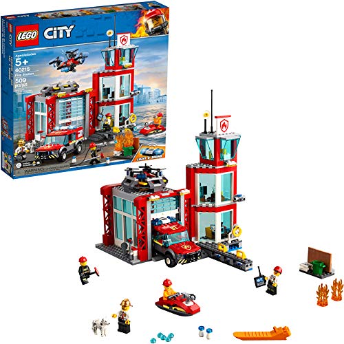 LEGO City Fire Station 60215 Fire Rescue Tower Building Set with Emergency Vehicle Toys Includes Firefighter Minifigures for Creative Play (509 Pieces) from LEGO