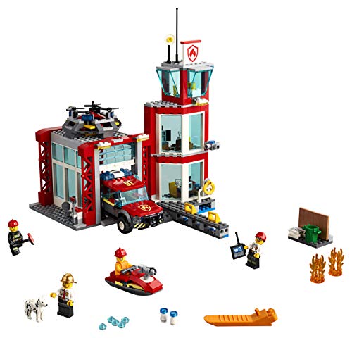 LEGO City Fire Station 60215 Fire Rescue Tower Building Set with Emergency Vehicle Toys Includes Firefighter Minifigures for Creative Play (509 Pieces) from LEGO