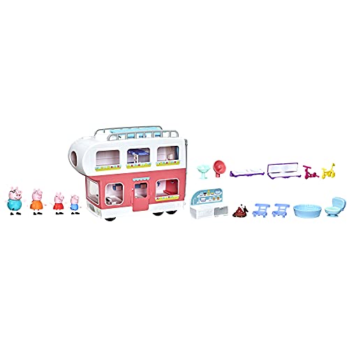 Peppa Pig Peppaâs Adventures Peppaâs Family Motorhome Preschool Toy, Vehicle to RV Playset, Plays Sounds and Music, Ages 3 and up by Hasbro
