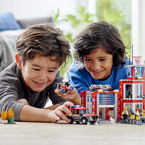 LEGO City Fire Station 60215 Fire Rescue Tower Building Set with Emergency Vehicle Toys Includes Firefighter Minifigures for Creative Play (509 Pieces) from LEGO