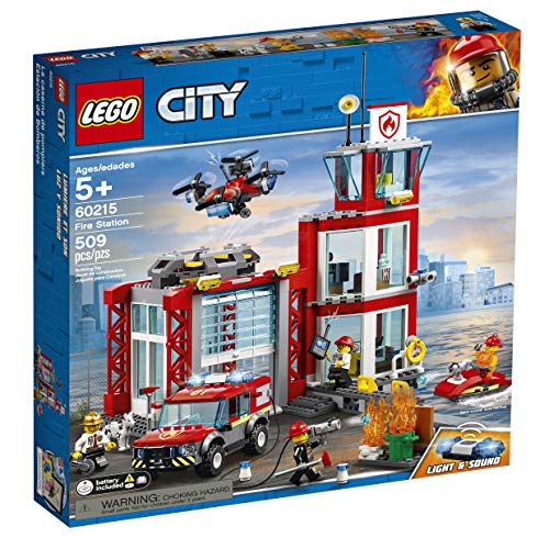 LEGO City Fire Station 60215 Fire Rescue Tower Building Set with Emergency Vehicle Toys Includes Firefighter Minifigures for Creative Play (509 Pieces) from LEGO