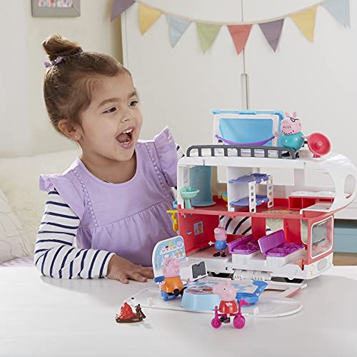 Peppa Pig Peppaâs Adventures Peppaâs Family Motorhome Preschool Toy, Vehicle to RV Playset, Plays Sounds and Music, Ages 3 and up by Hasbro
