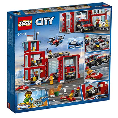 LEGO City Fire Station 60215 Fire Rescue Tower Building Set with Emergency Vehicle Toys Includes Firefighter Minifigures for Creative Play (509 Pieces) from LEGO