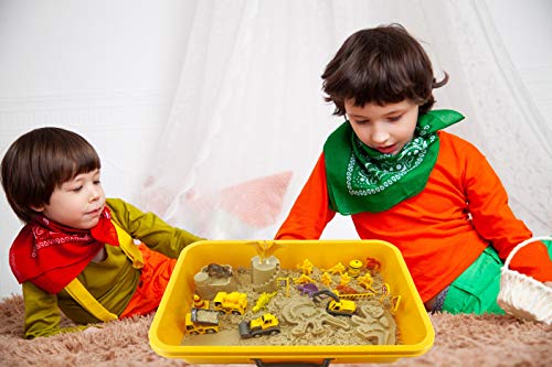 INvench Construction Dinosaur Play Sand Set - 38 Pieces Sensory Bin Sand Kit Include 2 lbs Magic Sand, Construction Vehicle, Dinsoaur Figures, Dinosaur & Castle Molds for 3 4 5 Year Old Toddlers Kids from INvench