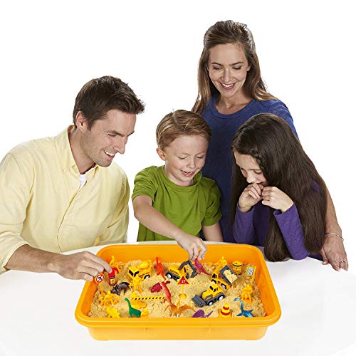INvench Construction Dinosaur Play Sand Set - 38 Pieces Sensory Bin Sand Kit Include 2 lbs Magic Sand, Construction Vehicle, Dinsoaur Figures, Dinosaur & Castle Molds for 3 4 5 Year Old Toddlers Kids from INvench