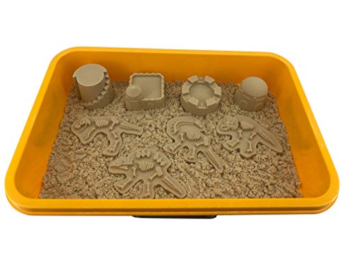 INvench Construction Dinosaur Play Sand Set - 38 Pieces Sensory Bin Sand Kit Include 2 lbs Magic Sand, Construction Vehicle, Dinsoaur Figures, Dinosaur & Castle Molds for 3 4 5 Year Old Toddlers Kids from INvench
