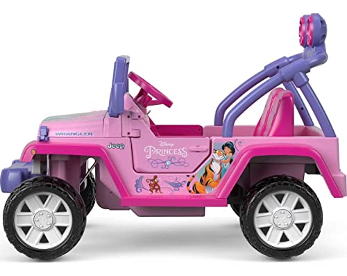 Power Wheels Disney Princess Jeep Wrangler Ride-On Battery Powered Vehicle with Sounds and Character Phrases plus Storage from Fisher-Price