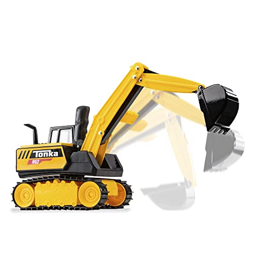 Tonka 6182 Mighty Excavator, Kids Construction Toys for Boys and Girls, Vehicle Toys for Creative Play Trucks for Children Aged 3 +, Yellow & Black by Basic Fun