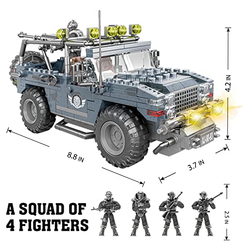 RANI PRIZE Special Forces US Lions Action Figures with Play Figure Vehicle, Accessories â Army Men Military Toys for Kids Ages 10 and Up â Military Vehicle Building Toys Playset - 736 PCS from RANI PRIZE
