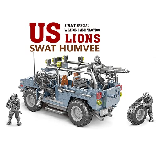 RANI PRIZE Special Forces US Lions Action Figures with Play Figure Vehicle, Accessories â Army Men Military Toys for Kids Ages 10 and Up â Military Vehicle Building Toys Playset - 736 PCS from RANI PRIZE