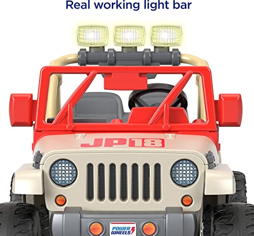 Power Wheels Jurassic Park Jeep Wrangler Ride-On Battery Powered Vehicle With Dinosaur Sounds & Lights For Preschool Kids Ages 3+ Years by Fisher-Price