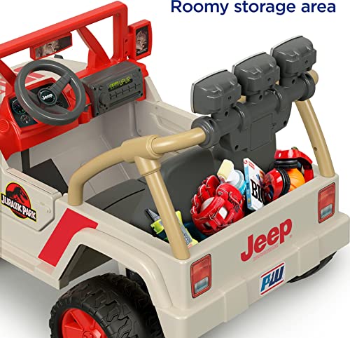 Power Wheels Jurassic Park Jeep Wrangler Ride-On Battery Powered Vehicle With Dinosaur Sounds & Lights For Preschool Kids Ages 3+ Years by Fisher-Price