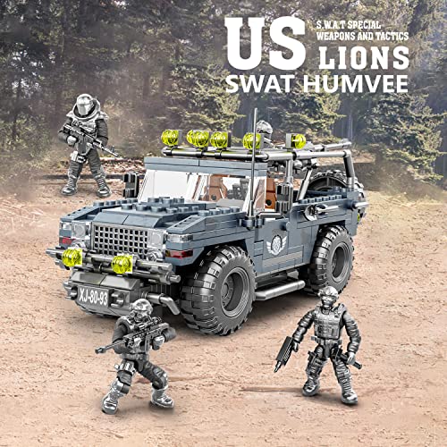 RANI PRIZE Special Forces US Lions Action Figures with Play Figure Vehicle, Accessories â Army Men Military Toys for Kids Ages 10 and Up â Military Vehicle Building Toys Playset - 736 PCS from RANI PRIZE