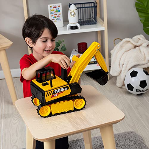 Tonka 6182 Mighty Excavator, Kids Construction Toys for Boys and Girls, Vehicle Toys for Creative Play Trucks for Children Aged 3 +, Yellow & Black by Basic Fun