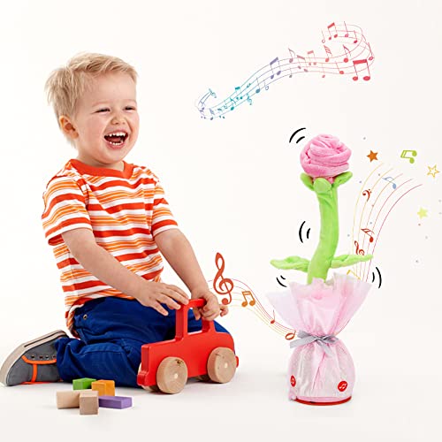 LUKETURE Dancing Talking Toy Flower, Singing Record & Repeating What You Say Tulip Toy Valentine's Day Gifts, Electronic Wiggle Glowing Flower with 60 Songs, Plush Flower Toy for Kids Toddlers Gift from LUKETURE