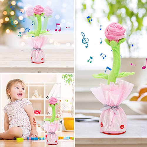 LUKETURE Dancing Talking Toy Flower, Singing Record & Repeating What You Say Tulip Toy Valentine's Day Gifts, Electronic Wiggle Glowing Flower with 60 Songs, Plush Flower Toy for Kids Toddlers Gift from LUKETURE