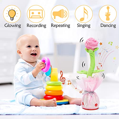 LUKETURE Dancing Talking Toy Flower, Singing Record & Repeating What You Say Tulip Toy Valentine's Day Gifts, Electronic Wiggle Glowing Flower with 60 Songs, Plush Flower Toy for Kids Toddlers Gift from LUKETURE