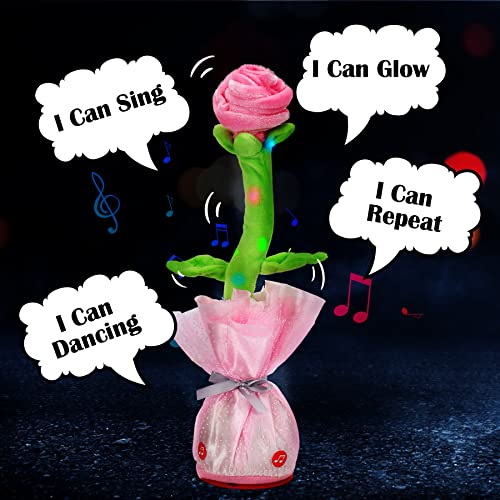 LUKETURE Dancing Talking Toy Flower, Singing Record & Repeating What You Say Tulip Toy Valentine's Day Gifts, Electronic Wiggle Glowing Flower with 60 Songs, Plush Flower Toy for Kids Toddlers Gift from LUKETURE